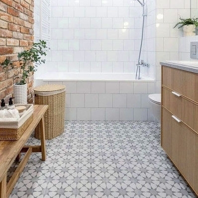 grey pattern bathroom tiles Sydney